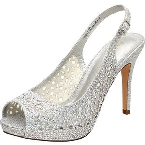 Dream Pairs Silver Stiletto Slingback Heels